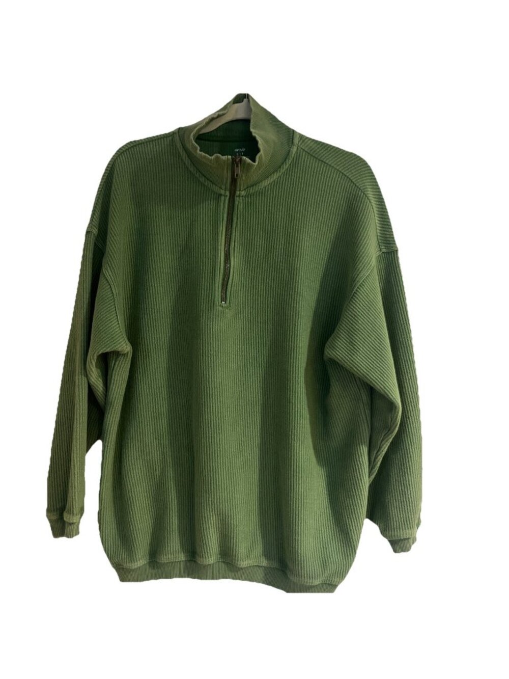 Aerie  Sweater Long Sleeve 1/4 Zip Collar Kelly Green Sz S/P Slouchy Oversized